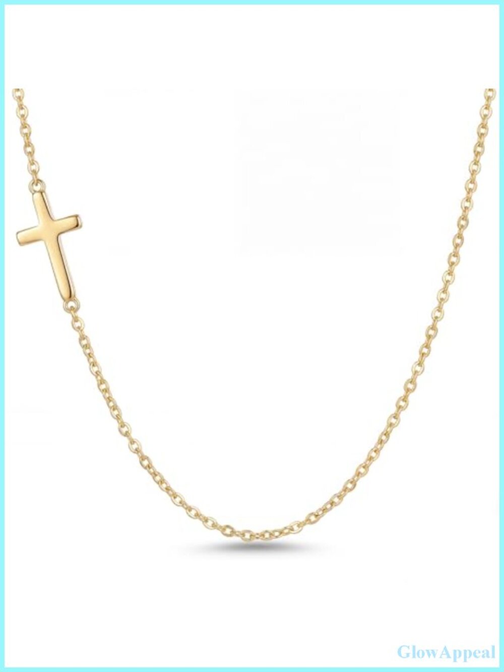 18K Gold Plated Sterling Silver Cross Pendant Necklace, Adjustable Chain